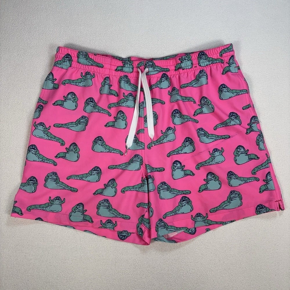 Chubbies Jabba The Hutt Swim Trunks Mens XL Pink Mesh Lined Drawstring Star Wars
